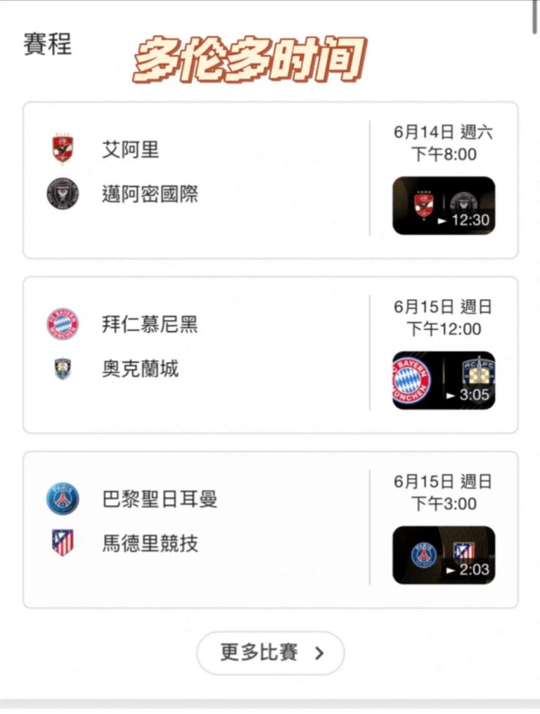世俱杯赛程示意图