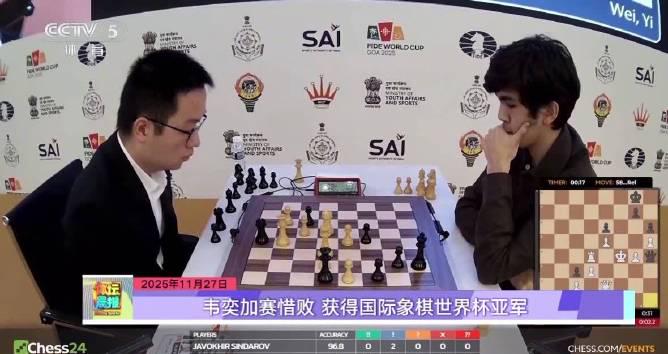 国际象棋世界杯亚军韦奕:15分钟快棋赛的惊心一刻,原来高手也会被时间打败!